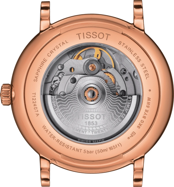 Tissot,Carson 40mm,40mm,Rose Gold,Stainless Steel,Silver,Automatic,Chronograph,Date,Hollow Out,T122,T122.407.36.031.00