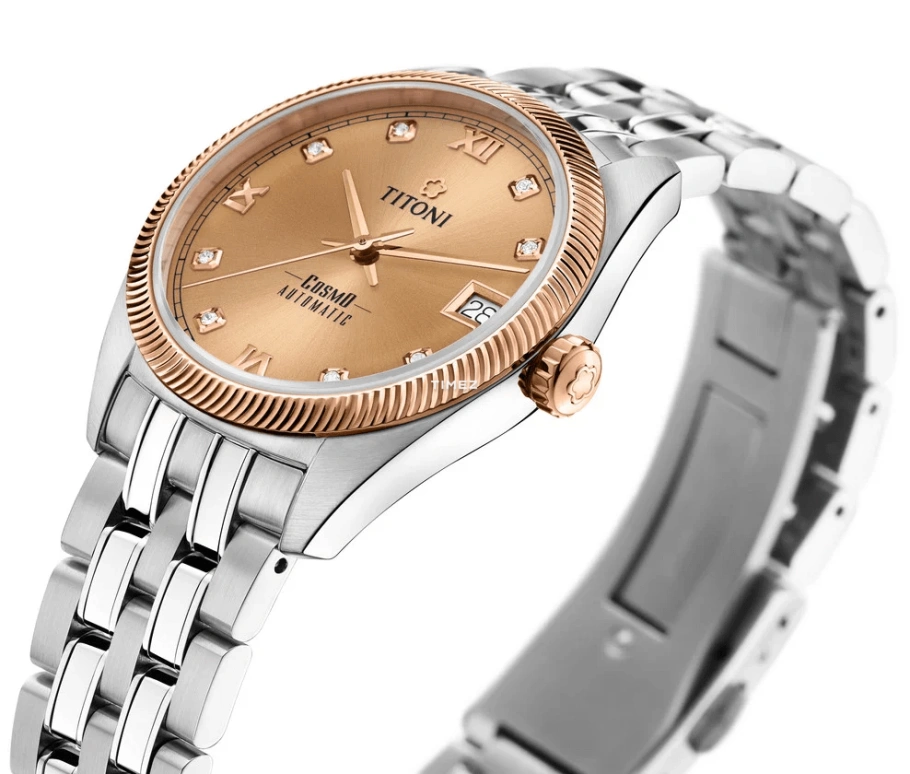 Titoni,COSMO 33.50mm,33.50mm,Stainless Steel,Copper,Automatic,Day,Sapphire,Crystal Glass,828 SRG,828 SRG-653