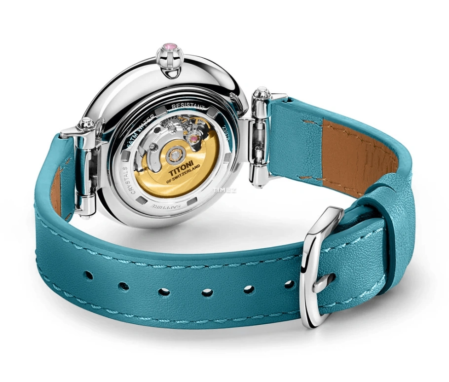 Titoni,MISS LOVELY 33.50mm,33.50mm,Stainless Steel,White,Automatic,Sapphire,Crystal Glass,Round,23978 SRG,23978 SRG-STT-622