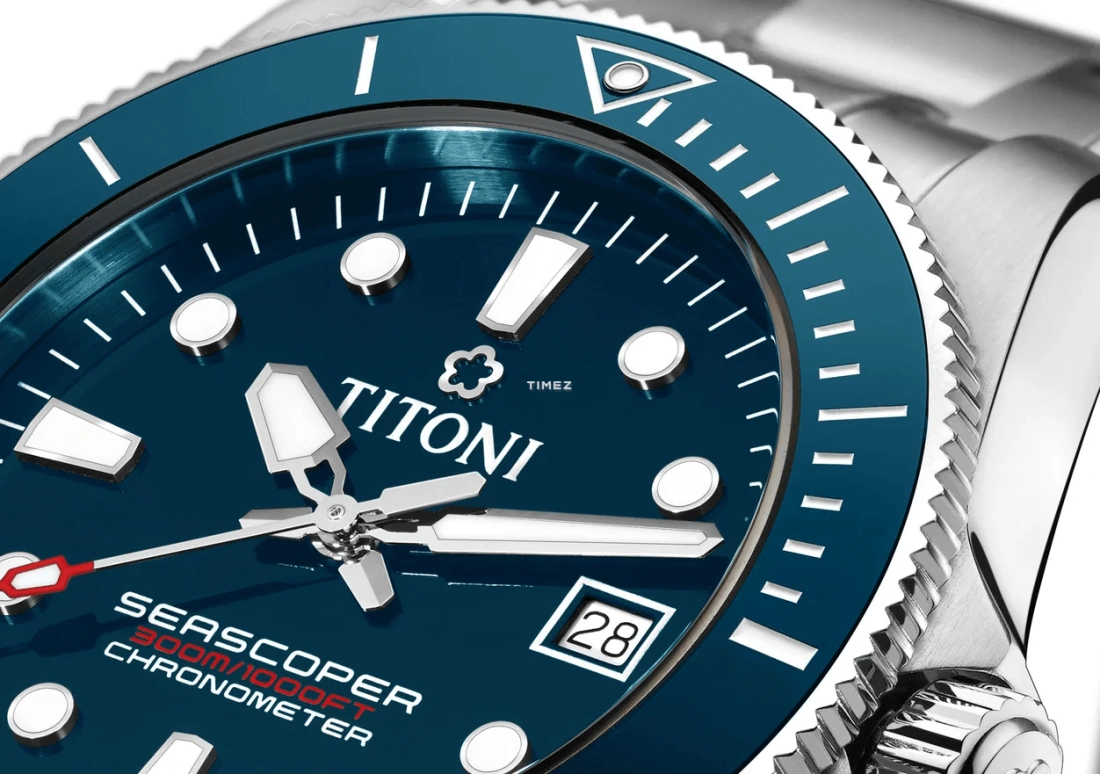 Titoni,SEASCOPER 42mm,42mm,Stainless Steel,Blue,Automatic,Day,Sapphire,Crystal Glass,83300 S,83300 S-BE-705