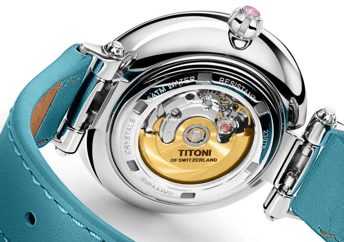 Titoni,MISS LOVELY 33.50mm,33.50mm,Stainless Steel,White,Automatic,Sapphire,Crystal Glass,Round,23978 SRG,23978 SRG-STT-622