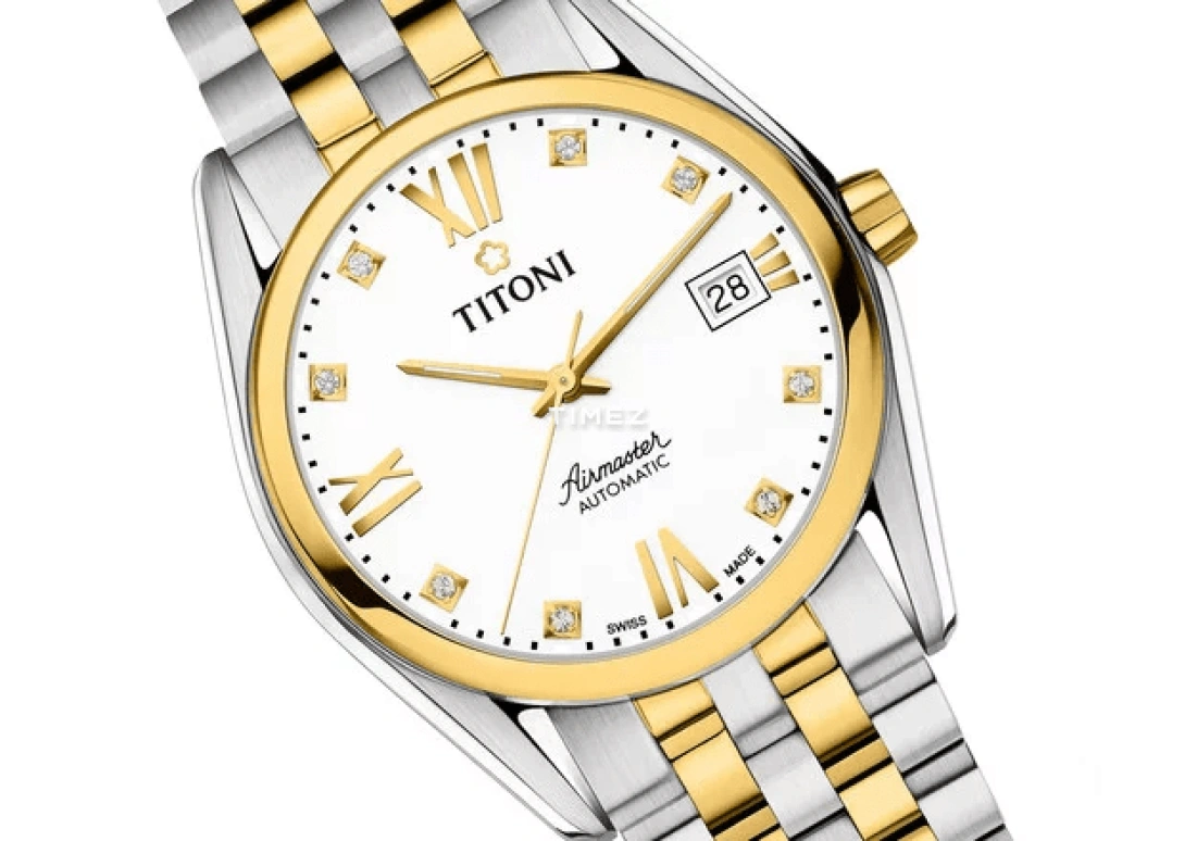 Titoni,AIRMASTER 38.50mm,38.50mm,Stainless Steel,White,Automatic,Day,Sapphire,Crystal Glass,83909 SY,83909 SY-063
