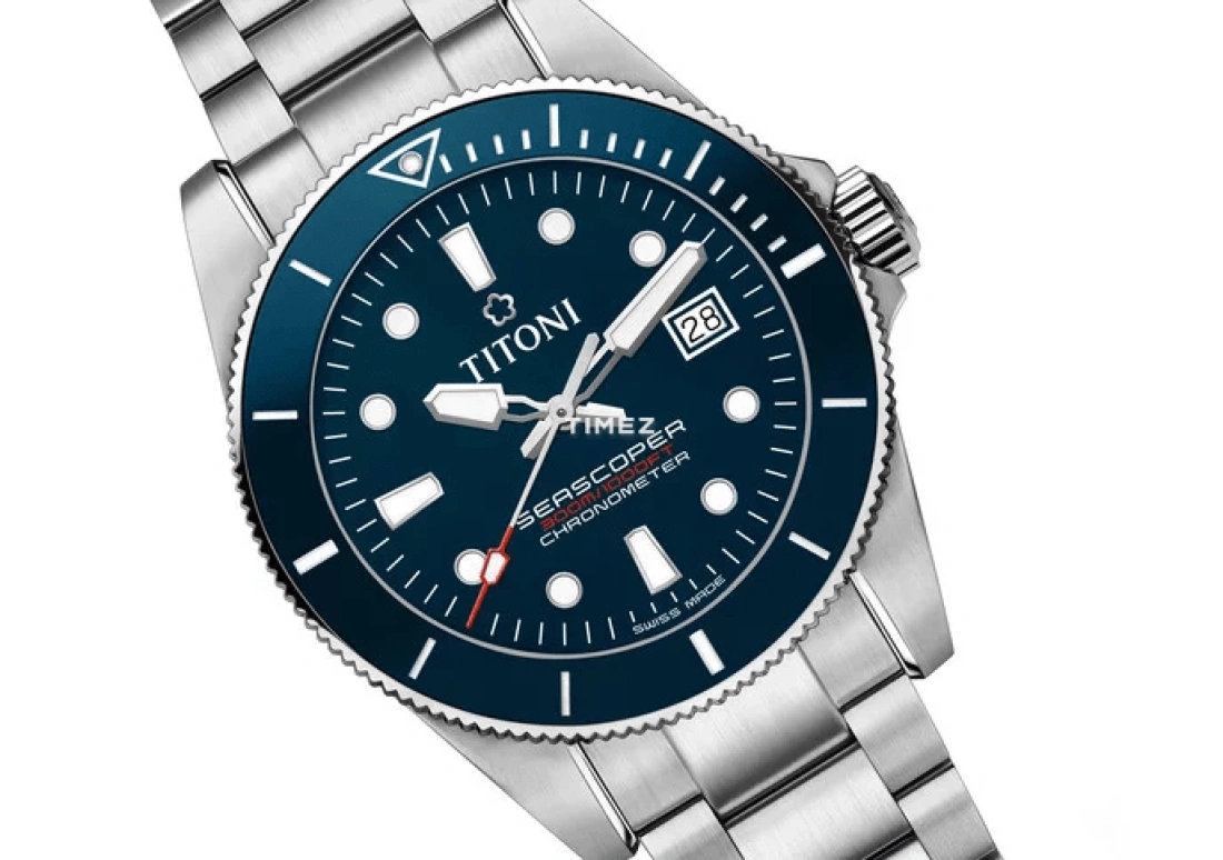 Titoni,SEASCOPER 42mm,42mm,Stainless Steel,Blue,Automatic,Day,Sapphire,Crystal Glass,83300 S,83300 S-BE-705