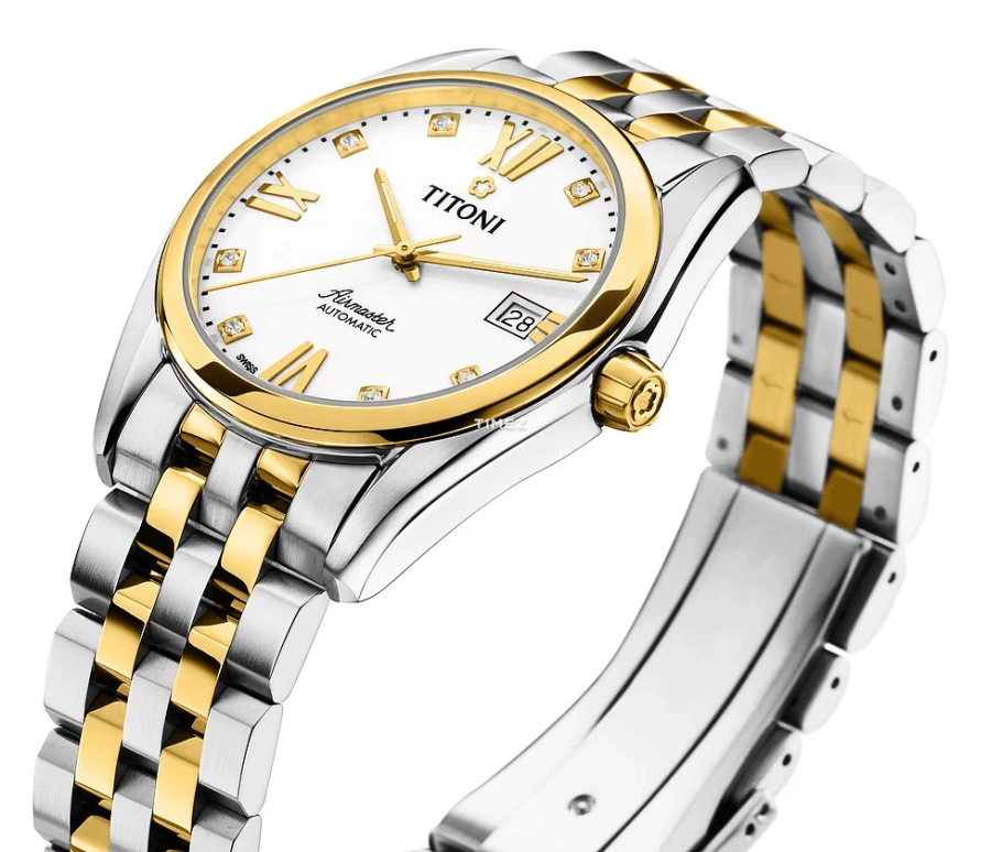 Titoni,AIRMASTER 38.50mm,38.50mm,Stainless Steel,White,Automatic,Day,Sapphire,Crystal Glass,83909 SY,83909 SY-063