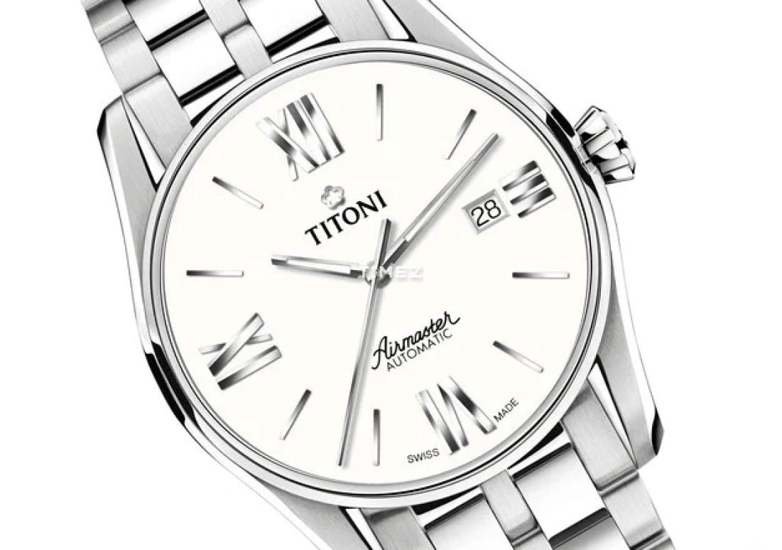 Titoni,AIRMASTER 40mm,40mm,Stainless Steel,White,Silver,Automatic,Day,Sapphire,Crystal Glass,83908 S,83908 S-619