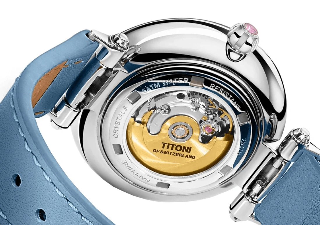 Titoni,MISS LOVELY 33.50mm,33.50mm,Stainless Steel,White,Automatic,Sapphire,Crystal Glass,Round,23978 S,23978 S-STS-622