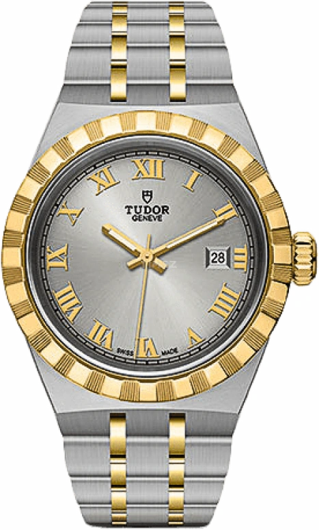 Tudor,Royal 28mm,28mm,Yellow Gold,Stainless Steel,Silver,Automatic,Date,38hours,28303,28303-0001
