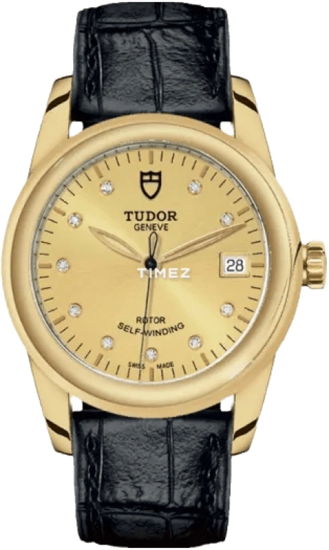 Tudor,Glamour 36mm,36mm,Yellow Gold,Champagne,Automatic,Day,38hours,55008,55008-0012