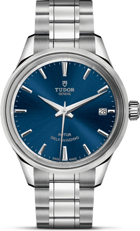 Tudor,Style 34mm,34mm,Stainless Steel,Blue,Automatic,Date,38hours,12300,12300-0009