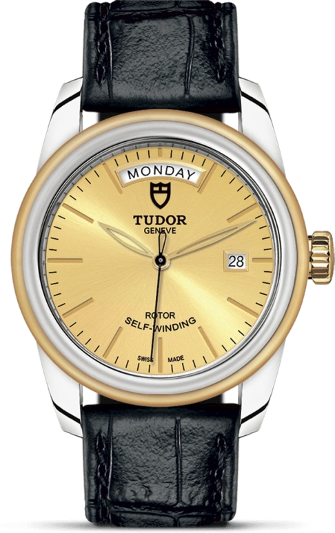 Tudor,Glamour 39mm,39mm,Yellow Gold,Stainless Steel,Champagne,Automatic,Date,Day,56003,56003-0024