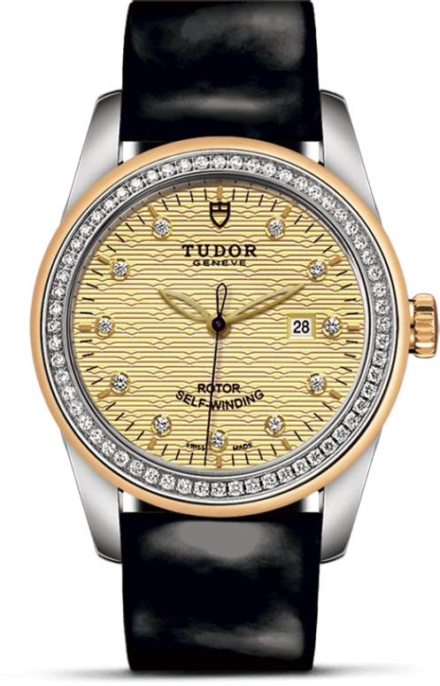 Tudor,Glamour 31mm,31mm,Yellow Gold,Stainless Steel,Champagne,Automatic,Date,38hours,53023,53023-0047