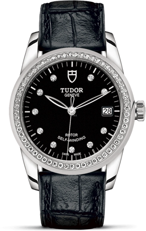 Tudor,Glamour 36mm,36mm,Stainless Steel,Black,Automatic,Date,38hours,55020,55020-0053