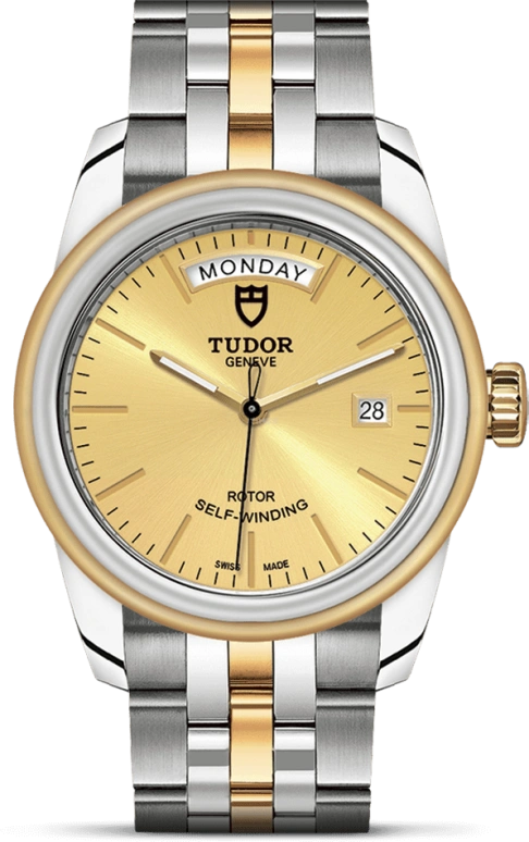 Tudor,Glamour 39mm,39mm,Yellow Gold,Stainless Steel,Champagne,Automatic,Date,Day,56003,56003-0005