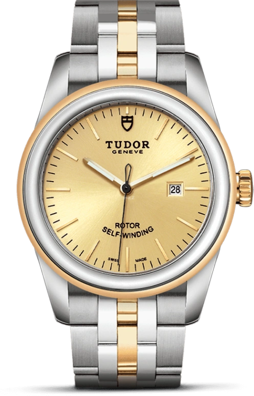 Tudor,Glamour 31mm,31mm,Yellow Gold,Stainless Steel,Champagne,Automatic,Date,38hours,53003,53003-0005