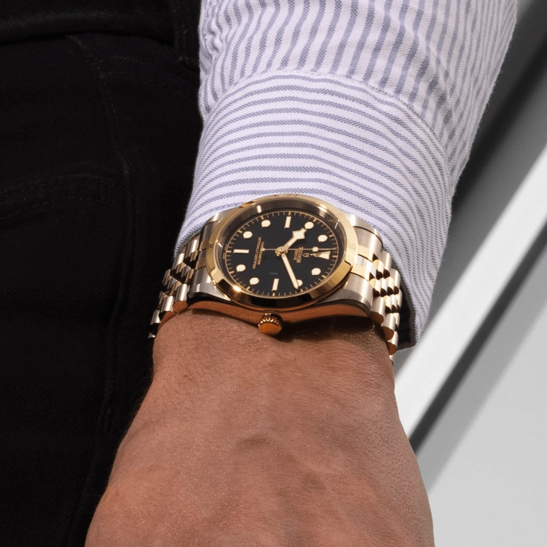 Tudor,Black Bay 31-36-39-41 41mm,41mm,Yellow Gold,Stainless Steel,Black,Automatic,70hours,In-house Caliber,79683,79683-0001