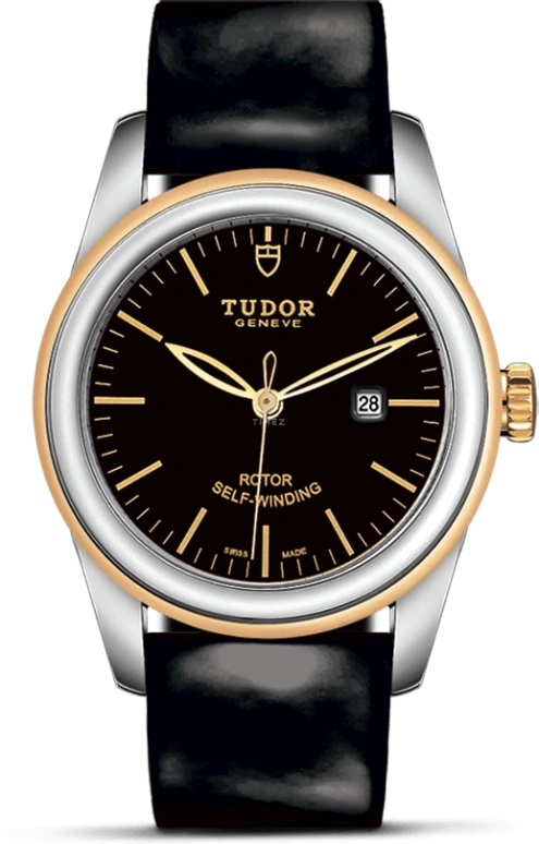 Tudor,Glamour 31mm,31mm,Yellow Gold,Stainless Steel,Black,Automatic,Date,38hours,53003,53003-0011