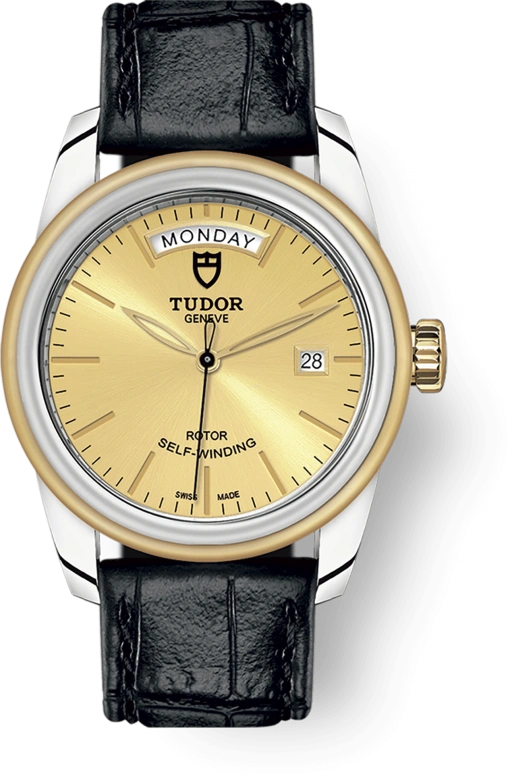 Tudor,Glamour 39mm,39mm,Yellow Gold,Stainless Steel,Champagne,Automatic,Date,Day,56003,56003-0024