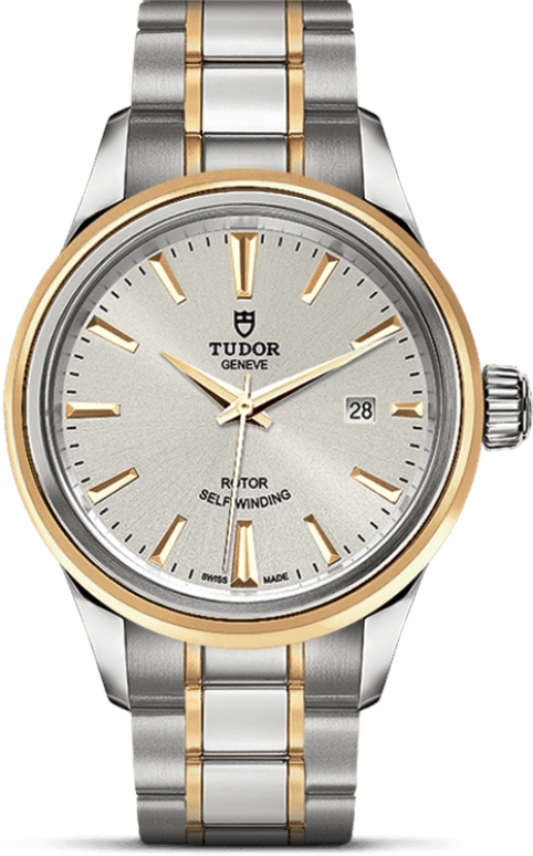 Tudor,Style 28mm,28mm,Yellow Gold,Stainless Steel,Silver,Automatic,Date,38hours,12103,12103-0002