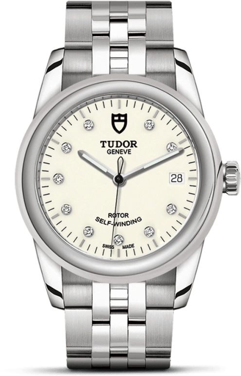Tudor,Glamour 36mm,36mm,Stainless Steel,White,Automatic,Date,38hours,55000,55000-0104