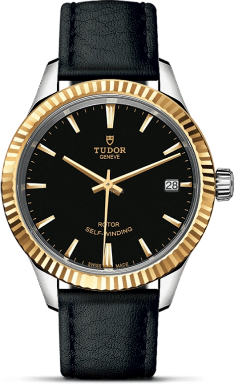 Tudor,Style 34mm,34mm,Yellow Gold,Stainless Steel,Black,Automatic,Date,38hours,12313,12313-0019