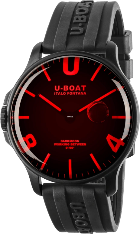 U-Boat,暗月 44.80毫米,44.80毫米,不锈钢,黑色,红色,石英,蓝宝石,圆形,8466,8466/D