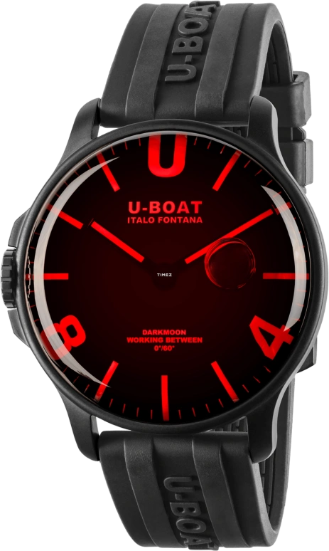 U-Boat,暗月 44.80毫米,44.80毫米,不锈钢,黑色,红色,石英,蓝宝石,圆形,8466,8466/C