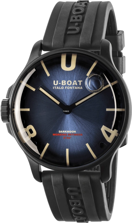 U-Boat,暗月 44.80毫米,44.80毫米,不锈钢,黑色,蓝色,米黄色,石英,蓝宝石,圆形,8700,8700/D