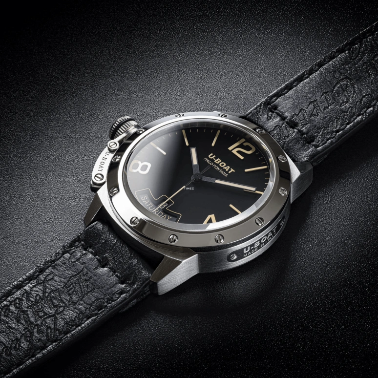 U-Boat,Classico 40mm,40mm,Stainless Steel,Black,Champagne,Automatic,Date,Day,8890