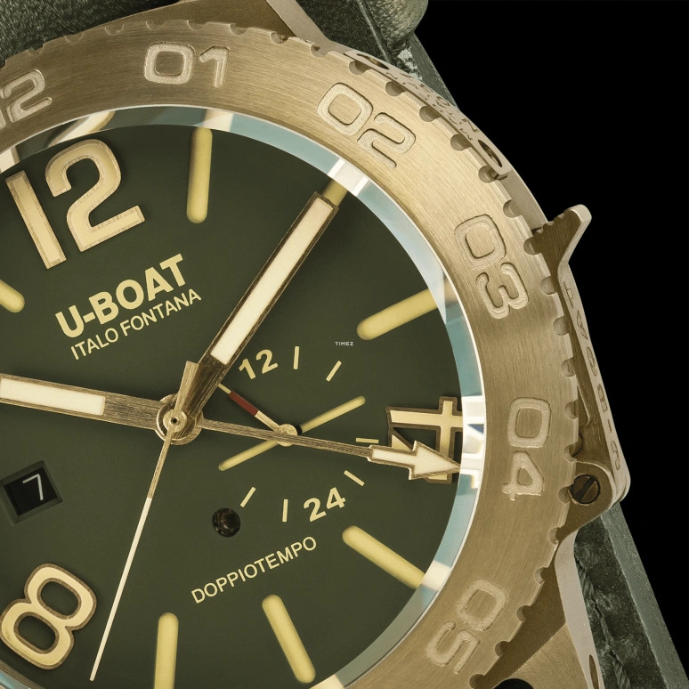 U-Boat,Dual Time 46mm,46mm,Bronze,Green,Automatic,Day,Dule Time,9088