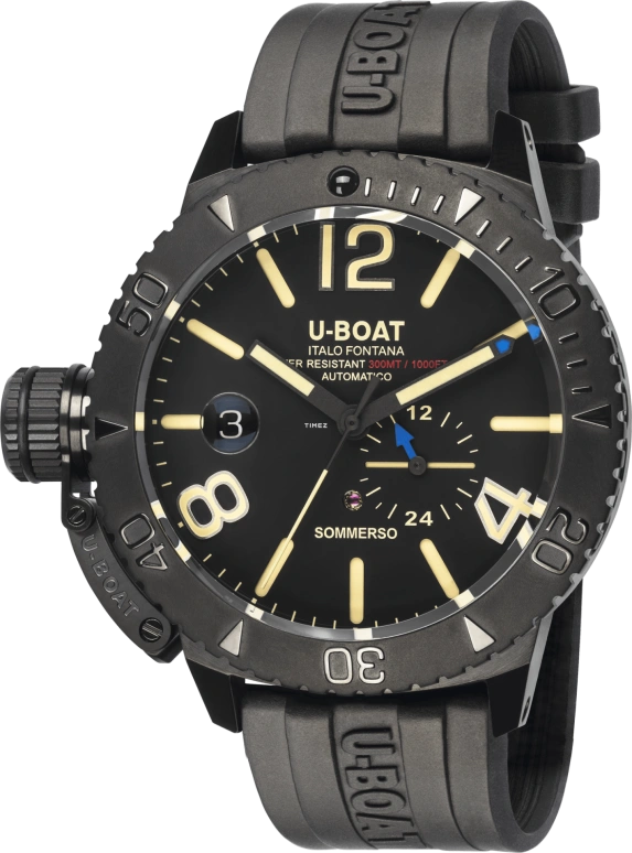 U-Boat,Sommerso 46毫米,46毫米,精钢,黑色,米黄色,自动上弦,日历,41小时,9015