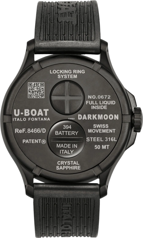 U-Boat,暗月 44.80毫米,44.80毫米,不锈钢,黑色,红色,石英,蓝宝石,圆形,8466,8466/D