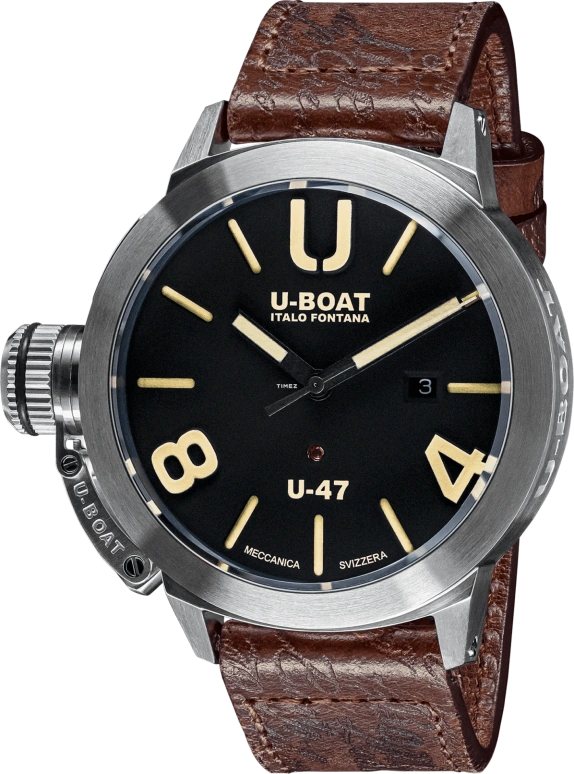 U-Boat,经典 47毫米,47毫米,不锈钢,黑色,自动上弦,日历,蓝宝石,8105