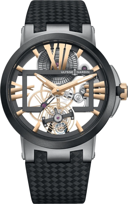 Ulysse Nardin,Executive 43mm,43mm,Titanium,Transparent,Skeleton,Black,Handwound,Tourbillon,Hollow Out,1713,1713-139/02-BQ