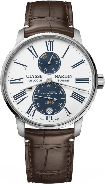 Ulysse Nardin,Marine 42mm,42mm,Stainless Steel,White,Automatic,Day,Power Reserve Indicator,1183,1183-310LE-0A-175/1A