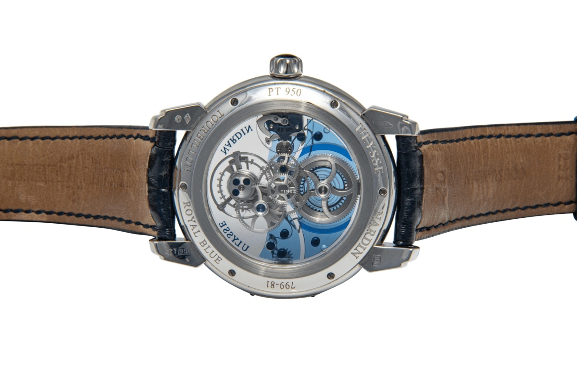 Ulysse Nardin,Other 41mm,41mm,Platinum,Blue,Silver,Automatic,Tourbillon,In-house Caliber,799,799-81