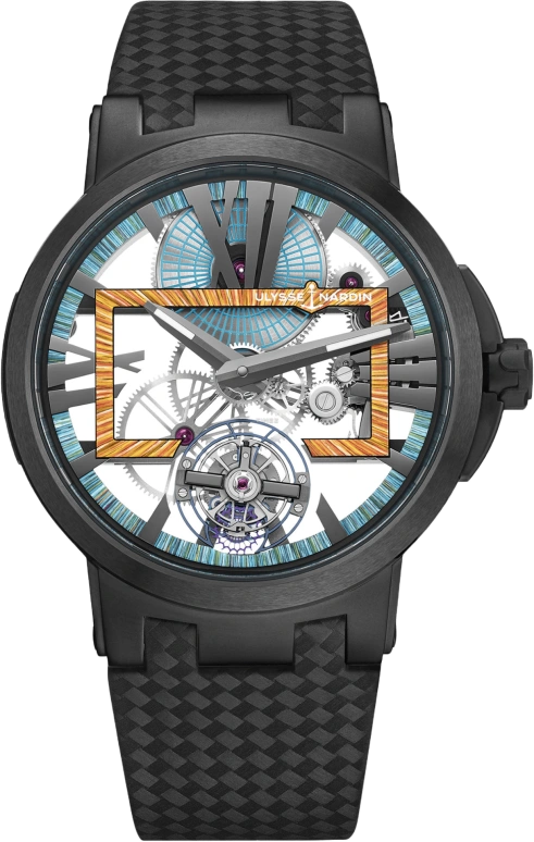 Ulysse Nardin,Executive 43mm,43mm,Titanium,Skeleton,Blue,Handwound,Tourbillon,Hollow Out,1713,1713-139LE/HYPERSPACE.3