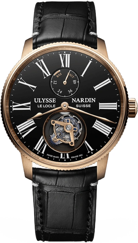 Ulysse Nardin,Marine 42mm,42mm,Rose Gold,Black,Automatic,Power Reserve Indicator,Tourbillon,1282,1282-310LE-2AE-175/1A