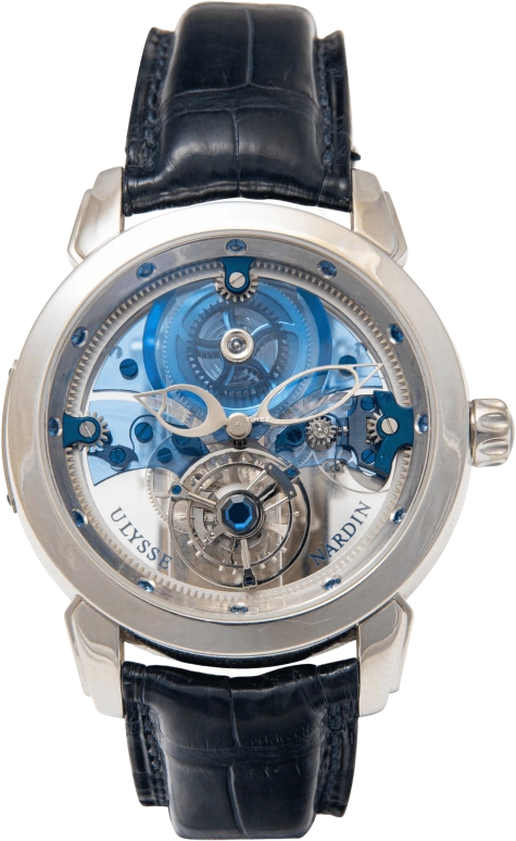 Ulysse Nardin,Other 41mm,41mm,Platinum,Blue,Silver,Automatic,Tourbillon,In-house Caliber,799,799-81