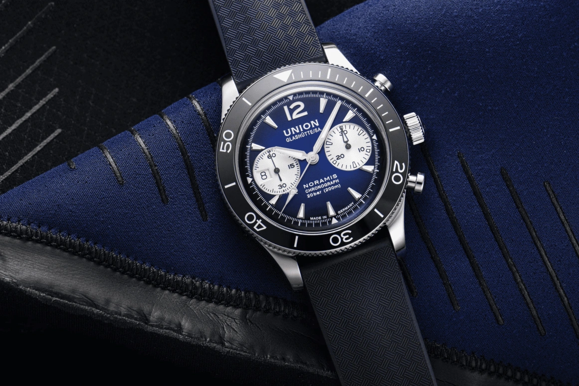 UNION,NORAMIS 43mm,43mm,Stainless Steel,Blue,Automatic,Chronograph,Day,D012,D012.927.17.047.00