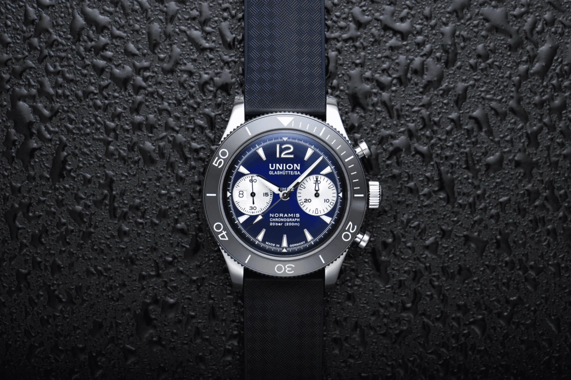 UNION,NORAMIS 43mm,43mm,Stainless Steel,Blue,Automatic,Chronograph,Day,D012,D012.927.17.047.00