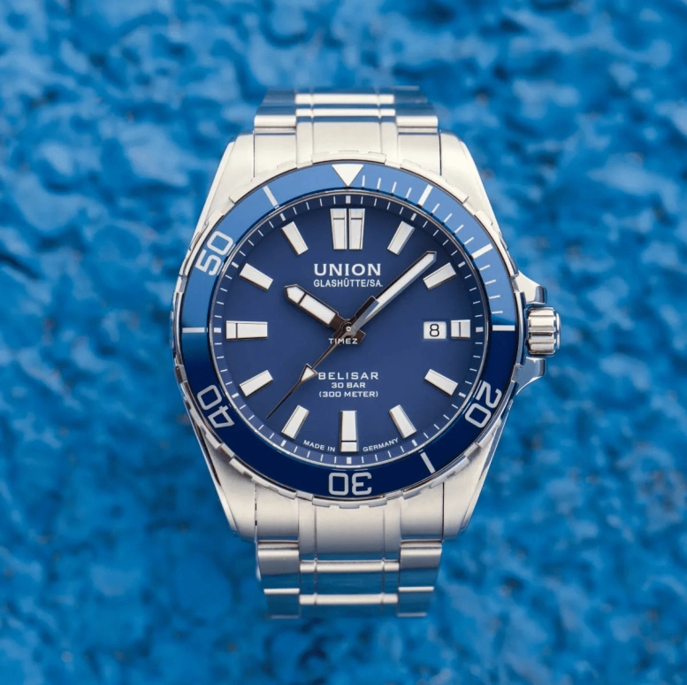 UNION,BELISAR 42mm,42mm,Stainless Steel,Blue,Automatic,Day,60hours,D014,D014.907.11.041.00
