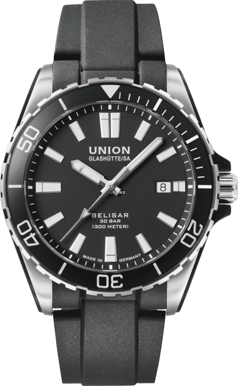UNION,BELISAR 42mm,42mm,Stainless Steel,Black,Automatic,Day,60hours,D014,D014.907.27.051.00