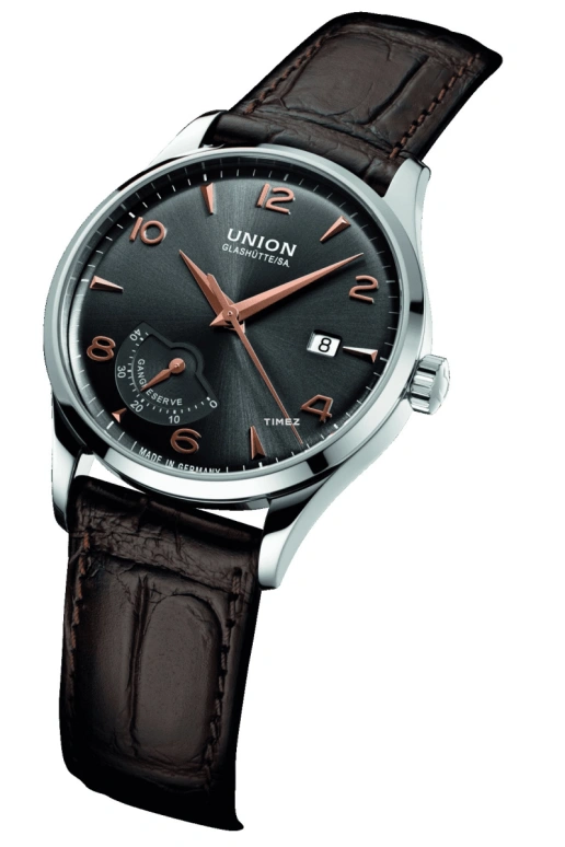 UNION,NORAMIS 40mm,40mm,Stainless Steel,Stainless Steel,Black,Grey,Automatic,Day,Power Reserve Indicator,D005,D005.424.16.087.01