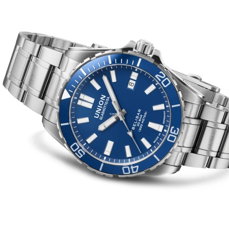 UNION,BELISAR 42mm,42mm,Stainless Steel,Blue,Automatic,Day,60hours,D014,D014.907.11.041.00