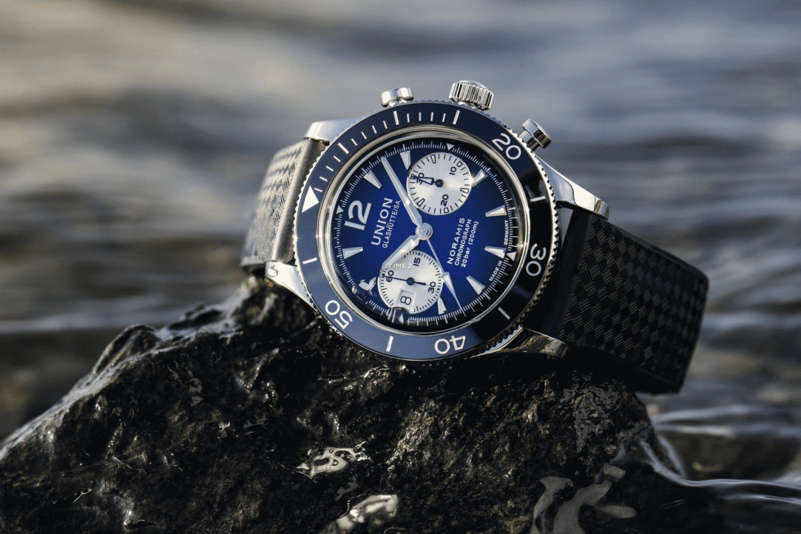 UNION,NORAMIS 43mm,43mm,Stainless Steel,Blue,Automatic,Chronograph,Day,D012,D012.927.17.047.00