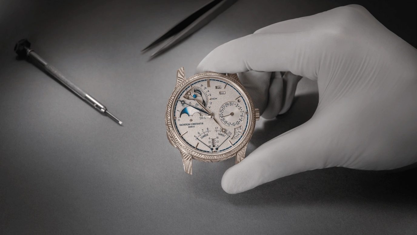 江诗丹顿,阁楼工匠特别定制 45毫米,45毫米,白金,银色,手动上弦,月相,万年历,闰年历,月历,504小时,自制机芯,97A0C,97A0C/000G-304C