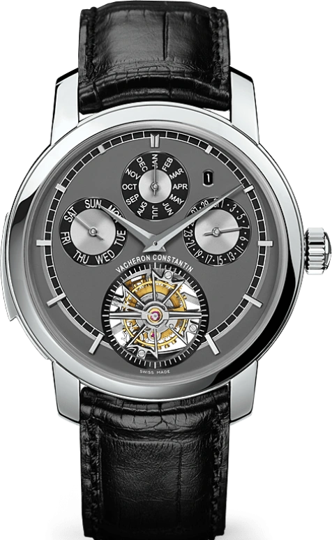 Vacheron Constantin,Traditionnelle 44mm,44mm,Platinum,Grey,Handwound,Perpetual Calendar,Leap Year,Month,Day,58hours,In-house Caliber,80172,80172/000P-9505