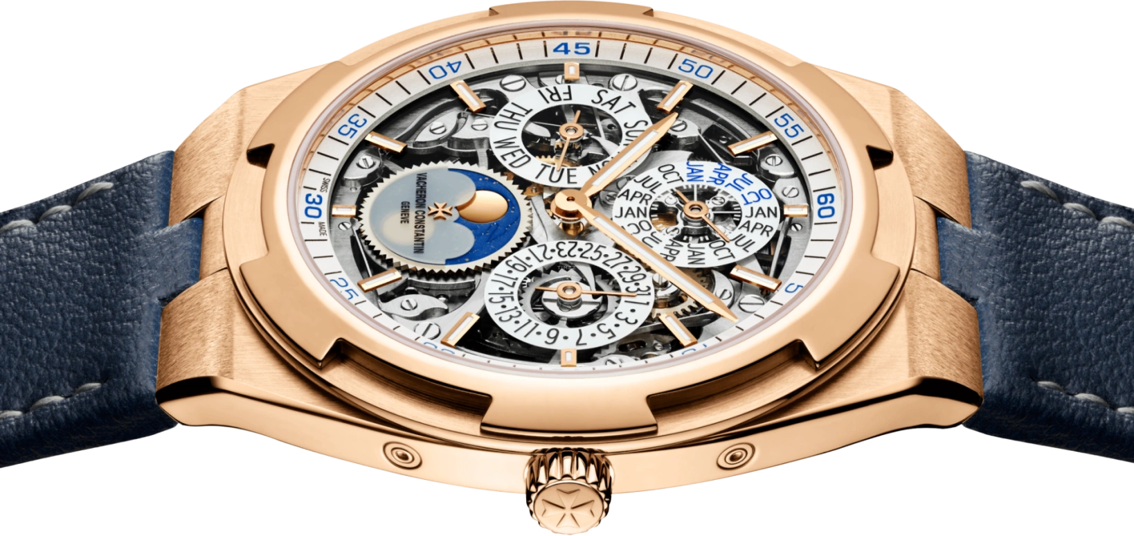 Vacheron Constantin,Overseas 41.50mm,41.50mm,Pink Gold,Skeleton,Automatic,Moonphase,Perpetual Calendar,Leap Year,Month,40hours,In-house Caliber,4300V,4300V/120R-B547