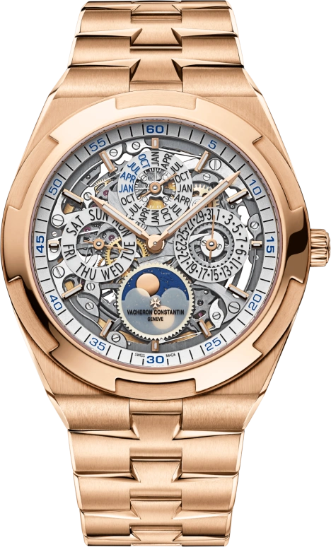 Vacheron Constantin,Overseas 41.50mm,41.50mm,Pink Gold,Skeleton,Automatic,Moonphase,Perpetual Calendar,Leap Year,Month,40hours,In-house Caliber,4300V,4300V/120R-B547