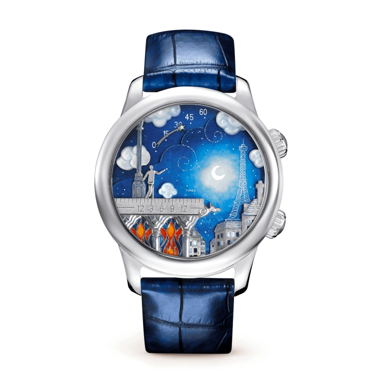 Van Cleef & Arpels,Poetic Complications® 43mm,43mm,White Gold,Blue,Handwound,Sapphire,Crystal Glass,Round,VCARO30K00